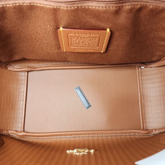NWT COACH CBG92 Hadley Turnlock Tote Bag Gold/Redwood Multi - Picture 5 of 7